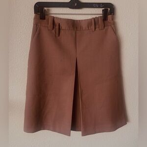 New Without Tags Calvin Lou Brown Pleated Midi Skirt With Pockets Size: Medium